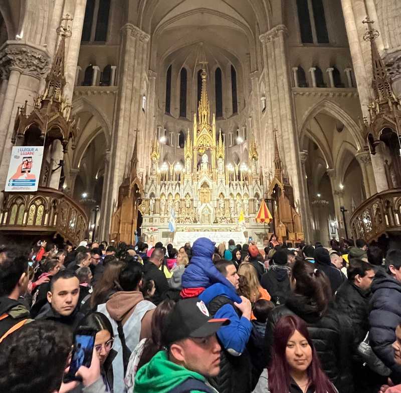 The altar at the front of the basilica