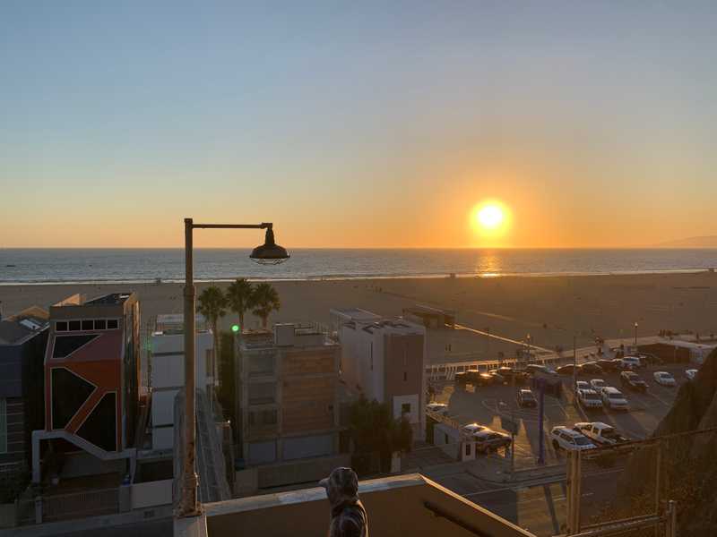 The Southern California sun sets over Santa Monica Bay