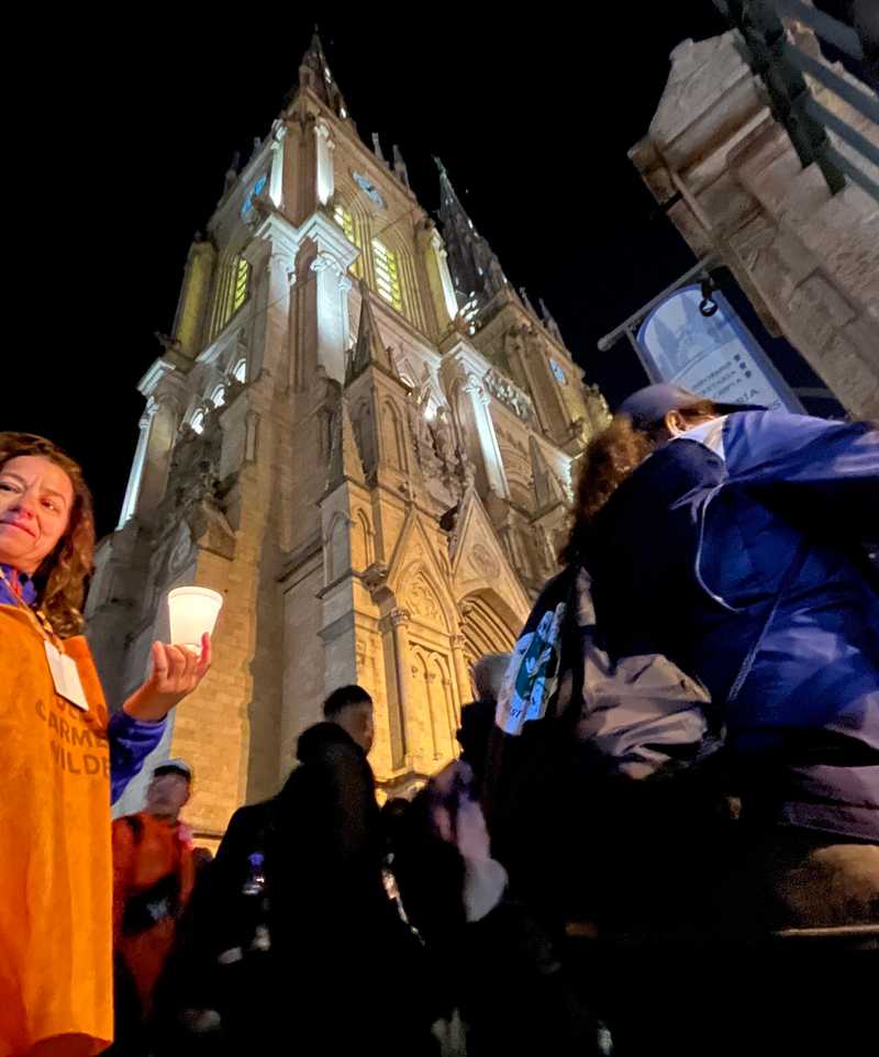 In front of the basilica