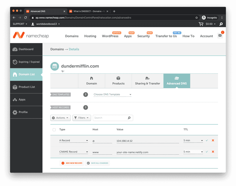 The new DNS records you need to add