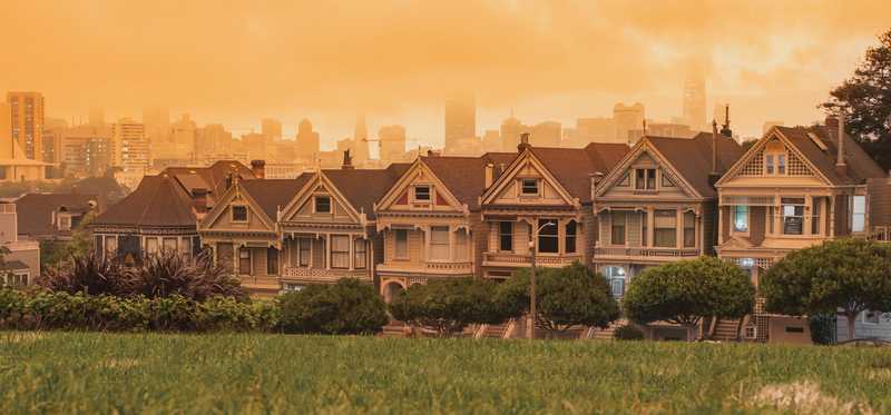 The Painted Ladies in San Francisco, on the day the sky turned orange