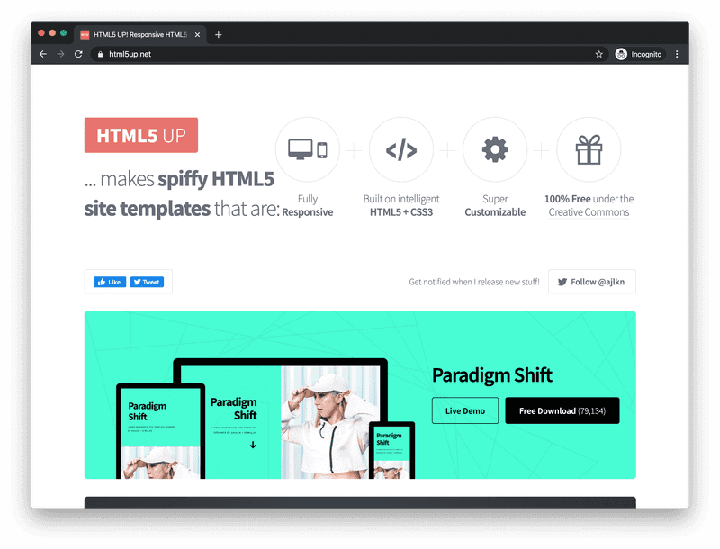 The HTML5 UP homepage