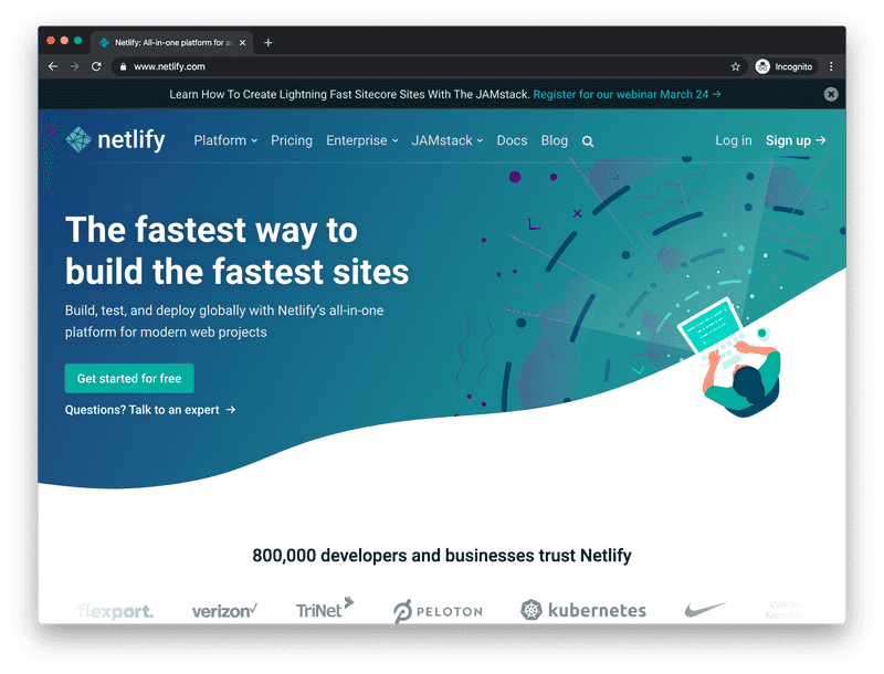 The Netlify landing page